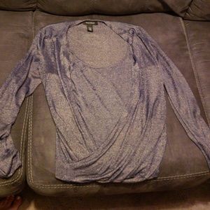 Metallic navy wrap shirt